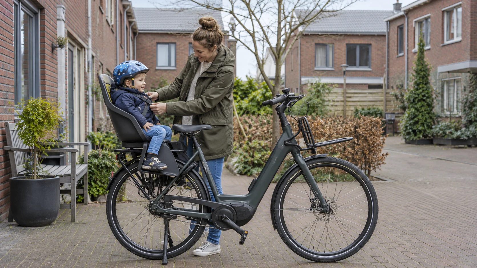 Nehmen Sie jemanden sicher auf dem Rücken Ihres E-Bikes mit